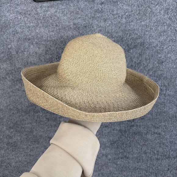 Eric Javits Hat Packable Straw Sun Hat One Size Beige Wide Brim Travel Beach main image 4